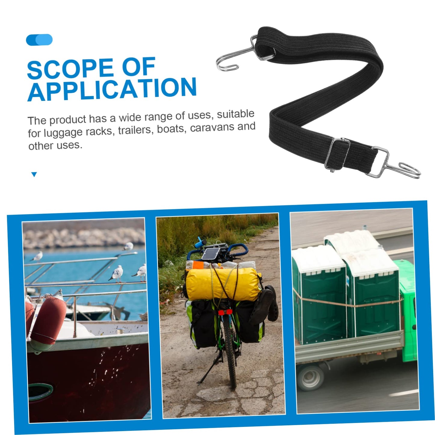 Alipis 4pcs Adjustable Bungee Cords Heavy-Duty Flat Elastic Straps Hooks Tie-Downs for Outdoor Use Camping Cargo Binding and Tarp Securement