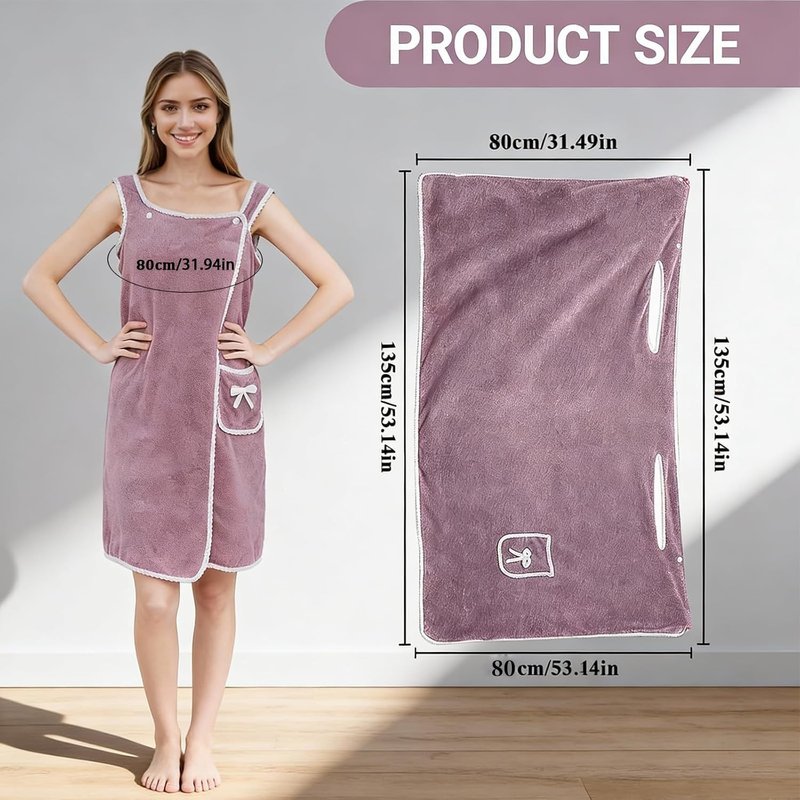 Unisex Bath Towel, Wearable After Bath Towel Set, Wearable Quick Dry Shower Gym Towel(53" x 31", Purple)