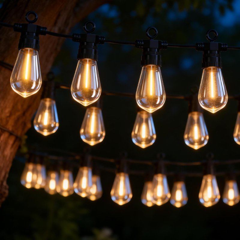BYIZO 50FT Outdoor String Lights with Remote, 20 Dimmable Shatterproof LED Bulbs, Waterproof Patio & Backyard Lights for Pergola, Deck, Garden, Bistro, Commercial Grade Hanging Lights