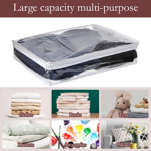 Meyeyaia 6 Pcs Sweater Storage Bags 14.2 X 12 X 3.2in Plastic Clothes Clear Zippered Storage Bags for Blankets Clothes Closet Quilt Pillow Bed Sheet Organizer