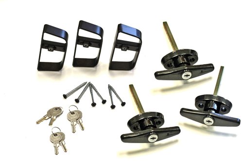 Doors & Door Hardware Black T Handle Door Lock Set - shed, gate, Playhouse, coops (6", Keyed Alike - Set of 3)