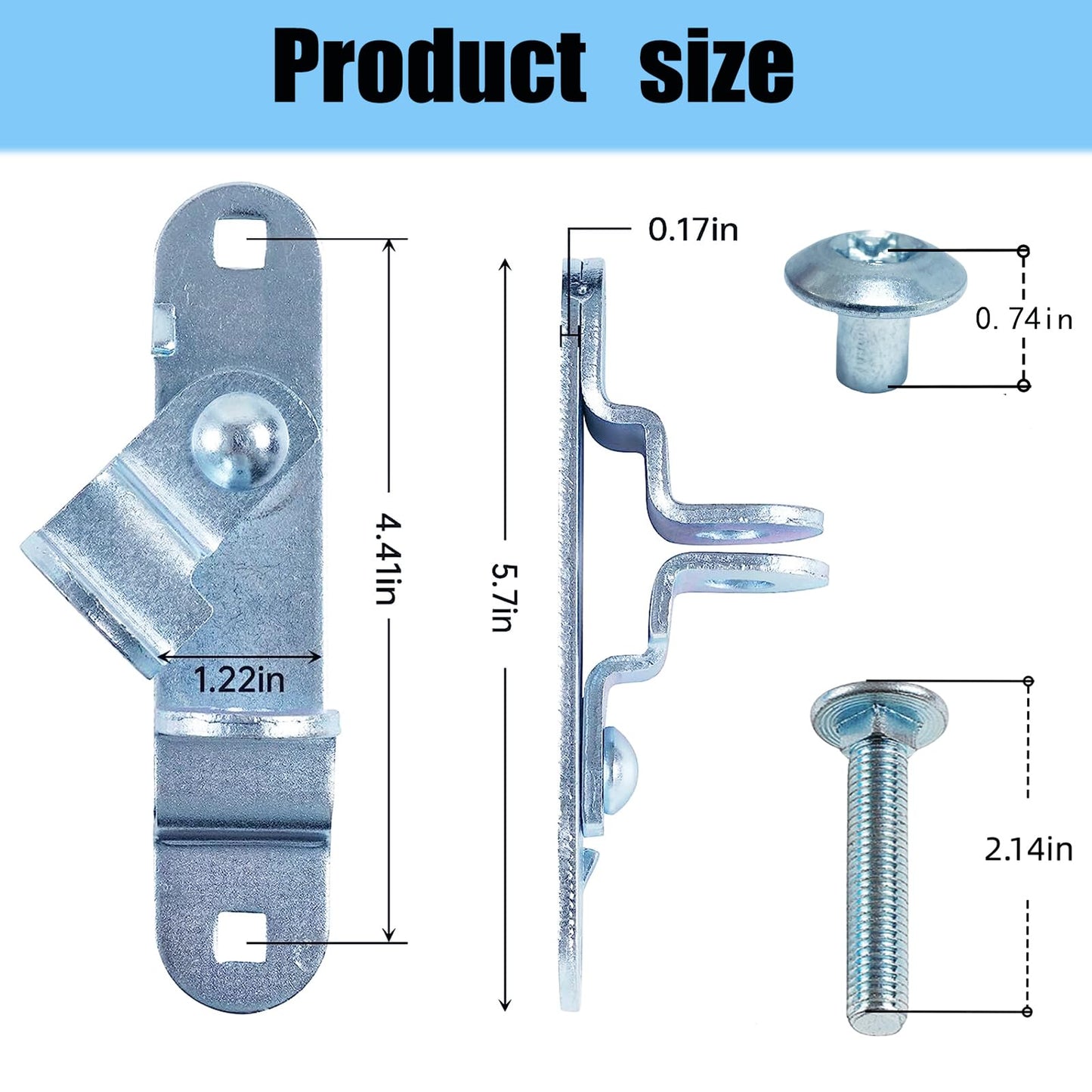 Cargo Trailer Door hasp Bar Lock Handle Keeper Padlock Race Enclosed car Hauler 5/16" Thread Torx Truss Dome Head Nut w/ 5/16" x 2" Carriage Bolts