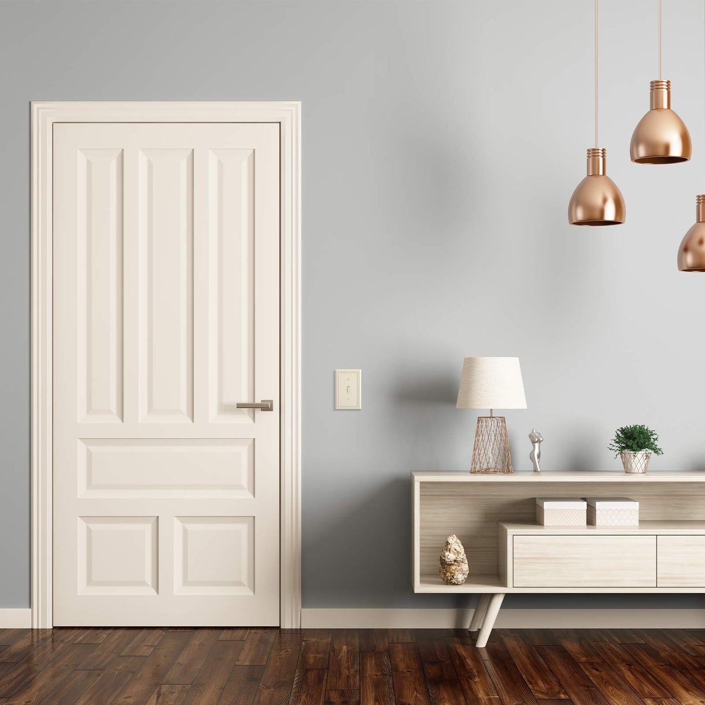 Henne Bery Sunken Pearls Heavy Duty Decorative Wall Plate Switch Plate Outlet Cover, Durable Solid Zinc Alloy (Single Toggle 2PK, Light Almond)