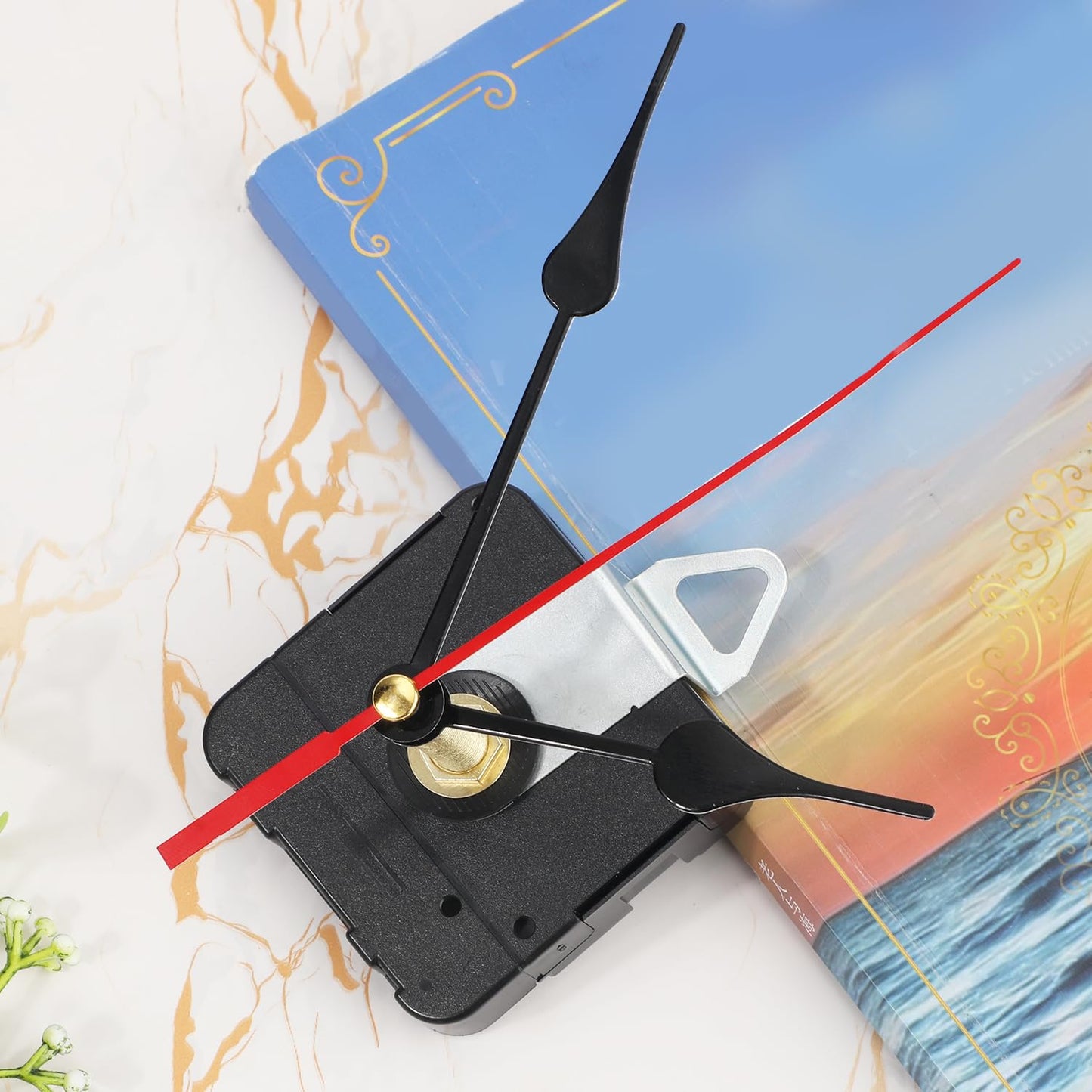 Gosknor Wall Clock Repair Kit, 1.26 Inch Quartz Long Shaft Clock Movement Replacement Mechanism Timepiece Repair Kit with Second/Minute/Hour Hand Parts