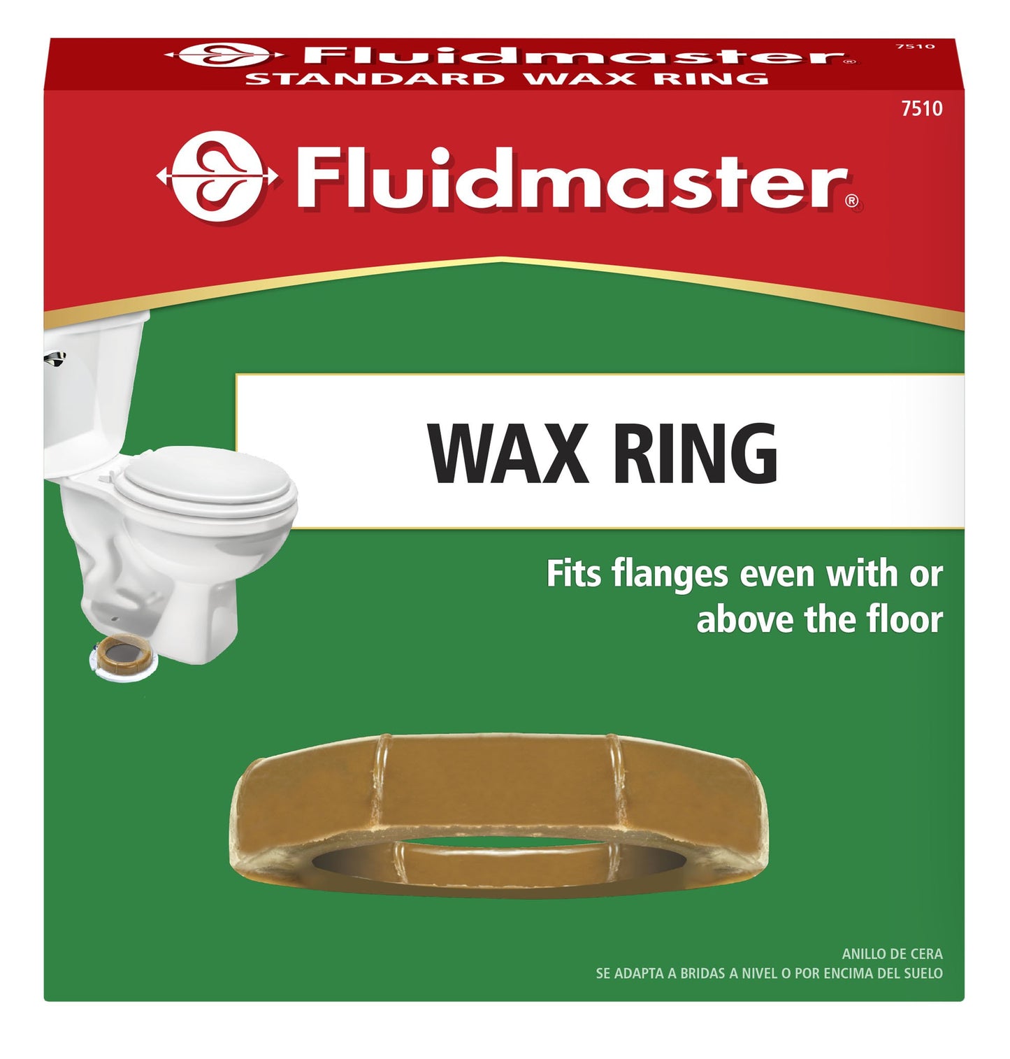Fluidmaster 7510 Standard Wax Toilet Bowl Ring for 3-Inch and 4-Inch Waste Lines, Tan