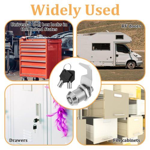 General Lock Replacement 5/8" Cabinet Cam Lock Keyed Alike Tool Box Locks with Keys Hook Cams Toolbox Locks for RV Storage Compartment Door Tool Cart Mailbox