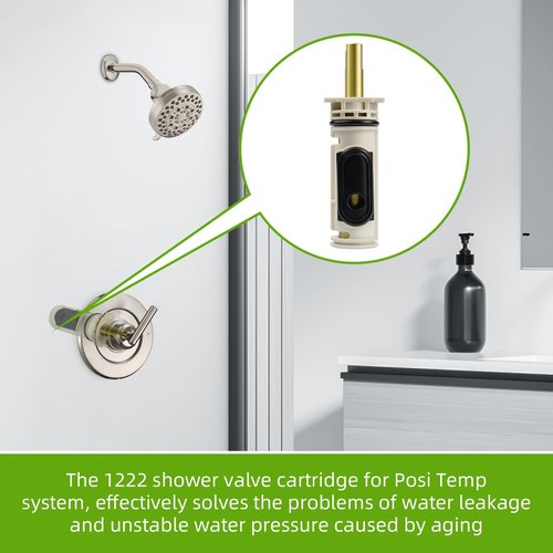 1222 Replacement Cartridge Kit for Moen One Handle Posi Temp Faucet, Compatible with Moen Bathtub & Shower Valve Cartridge, Durable Brass & Plastic Construction