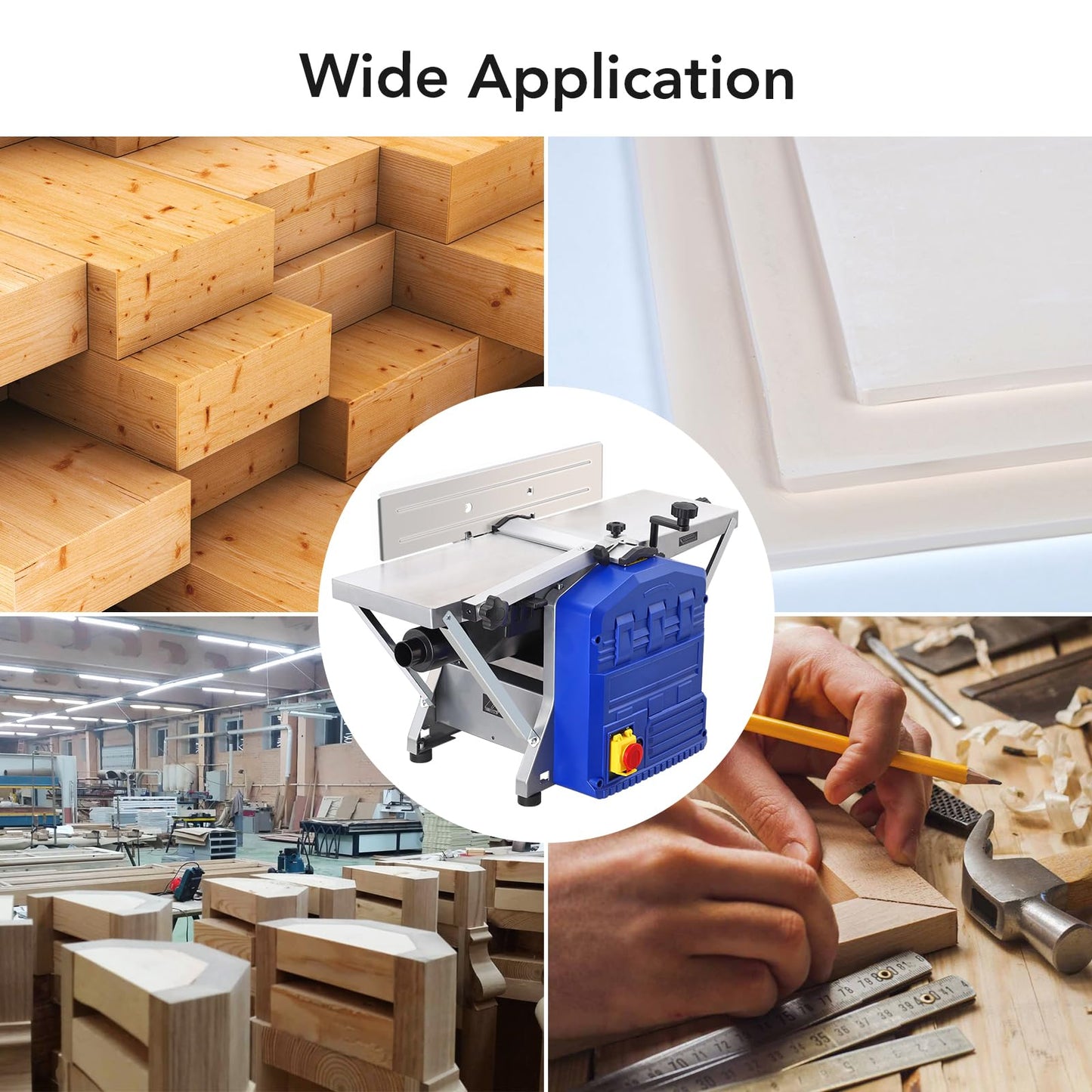 Electric Bench Planer,Dual Function Wood Planer Machine,Low Noise,Worktable Thickness Planer for Hardwood Softwood Planing and Thicknessing Benchtop Woodworking Tool 1250W 9.8x8.3×14 Inch