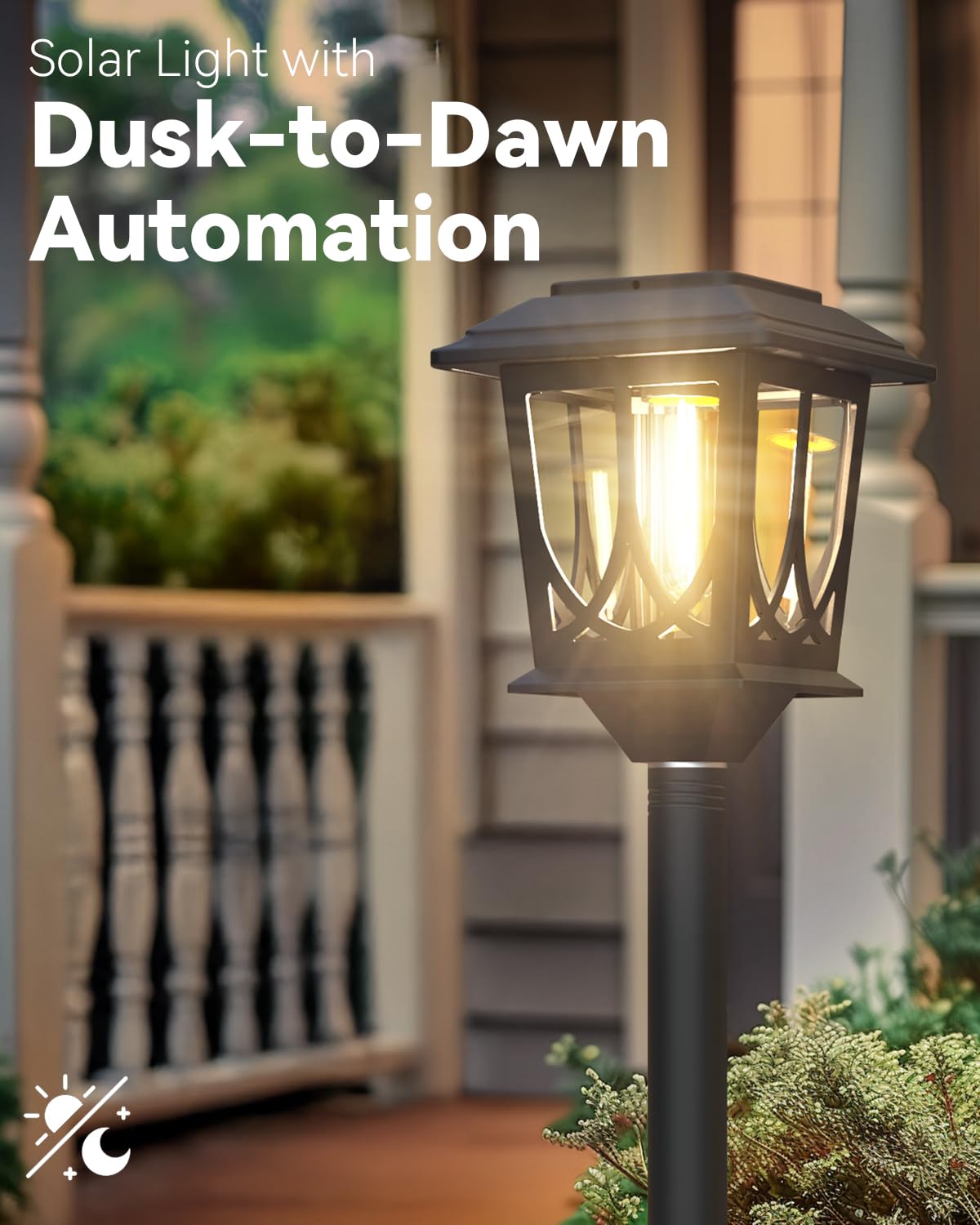 2 Pack Solar Lamp Post Light 40 Inch, Metal Glass Outdoor Solar Lights Waterproof Garden Pole Lights, Auto Dusk-to-Dawn Post Lamp Lights for Outside Backyard Front Warm White (2 Installation Modes)