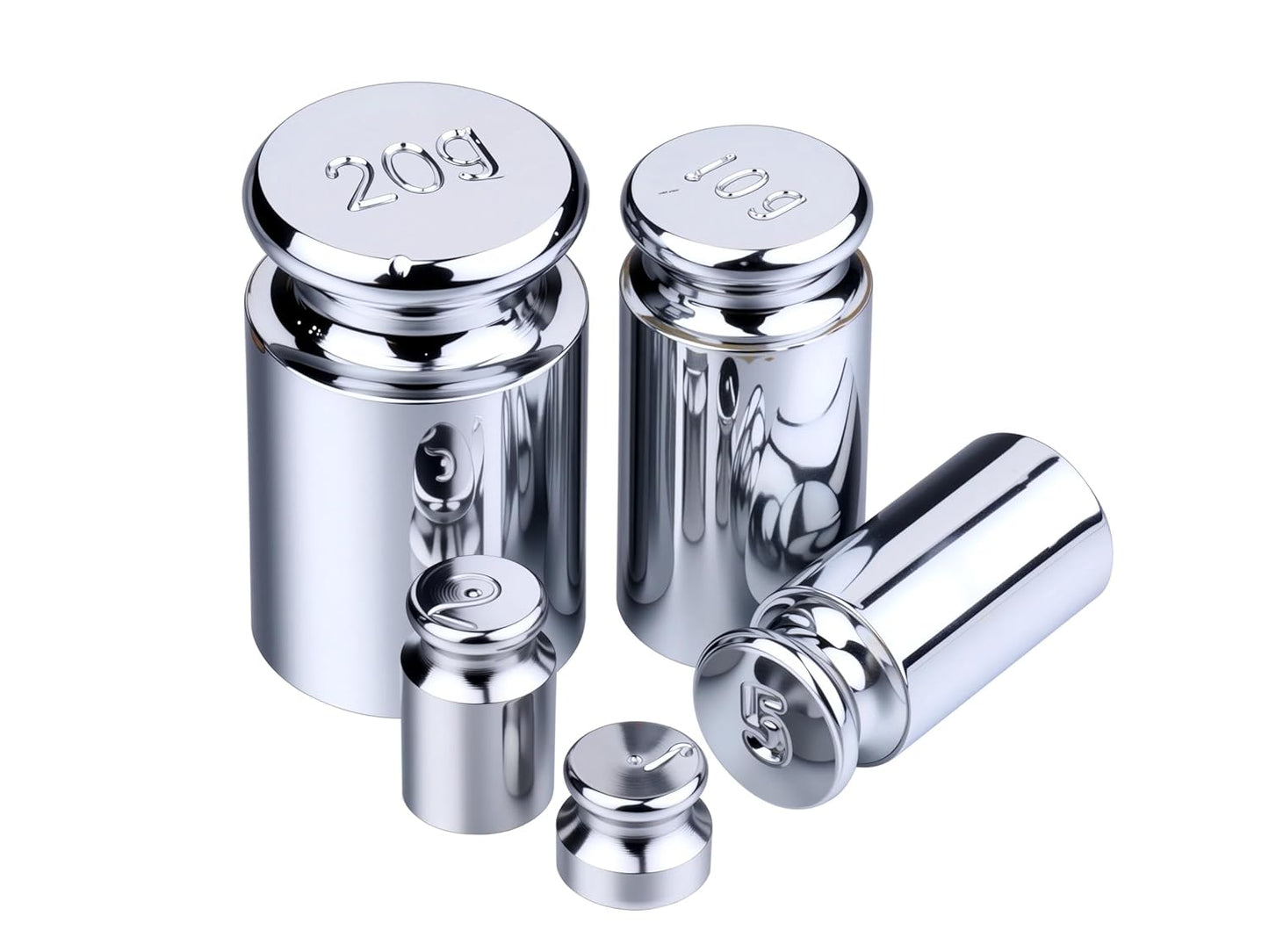 I-MART 5PCs Calibration Weights Set 1g 2g 5g 10g 20g Premium Steel Chrome Small Weights for Digital Scale Balance Jewelry Kitchen Craft Precision Scale Calibration Weight Set