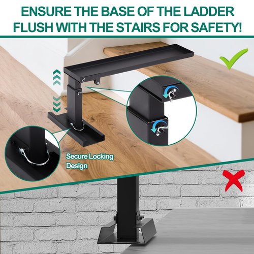 Ladder Extender Pro,Ladder Extender for Stairs, Heavy Duty Ladder Leveler Pro, 27" Horizontal Ladder Stabilizer 12.4”-19”Adjustable Height Range for Single and Extension Ladders