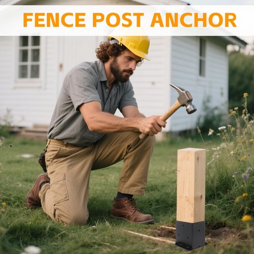 2 Set 4"x 6" Fence Post Anchor Ground Spike, 22" Heavy Duty Metal Fence Stake Post Bases (Inner Size 3.6"x5.6") with Black Powder Coated for Fence, Deck, Railing, Mailbox and Porch