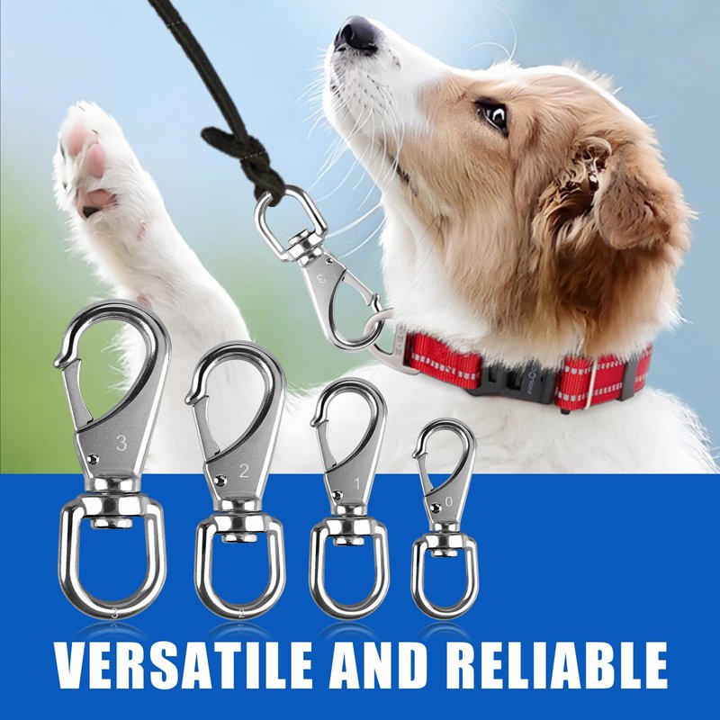 KINLINK 304 Stainless Steel Swivel Snap Hooks, 2 Pack 3.5 Inch Flag Pole Clips, Heavy Duty Spring Snap Hooks for Flagpole Rope, Dog Leash, Keychain, Boat Anchor Rope, Bird Feeder