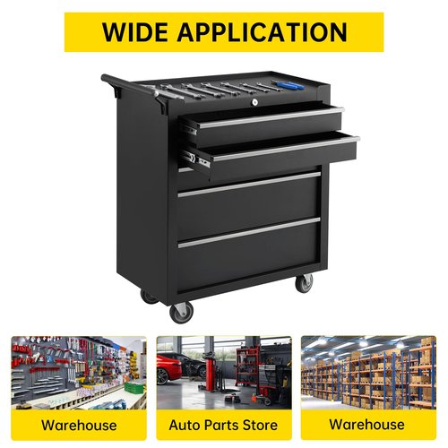 Rolling Tool Chest, 5 Drawers Tool Storage Cabinet, Toolbox with Wheels, Portable Tool Cabinet Organizer with Locking System & Drawer Liners, Tool Storage Cart for Garage, Workshop