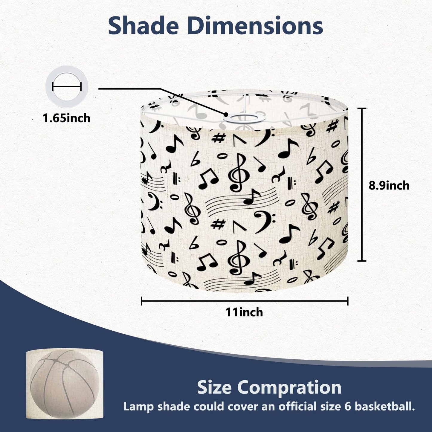 Drum Lamp Shade Abstract music seamless Music note icons drawn seamless retro sound Lampshade for Floor Lamps Table Lamps Pendant Light 11"x8.9" Replacement Linen Large Lamp Shades Easy Assembly