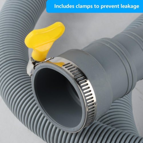 Washing Machine Drain Hose Extension Kit - Universal for Dishwasher, Washer, Dehumidifier - Flexible With 2 Clamps, 1U Holder (6.56 FT)