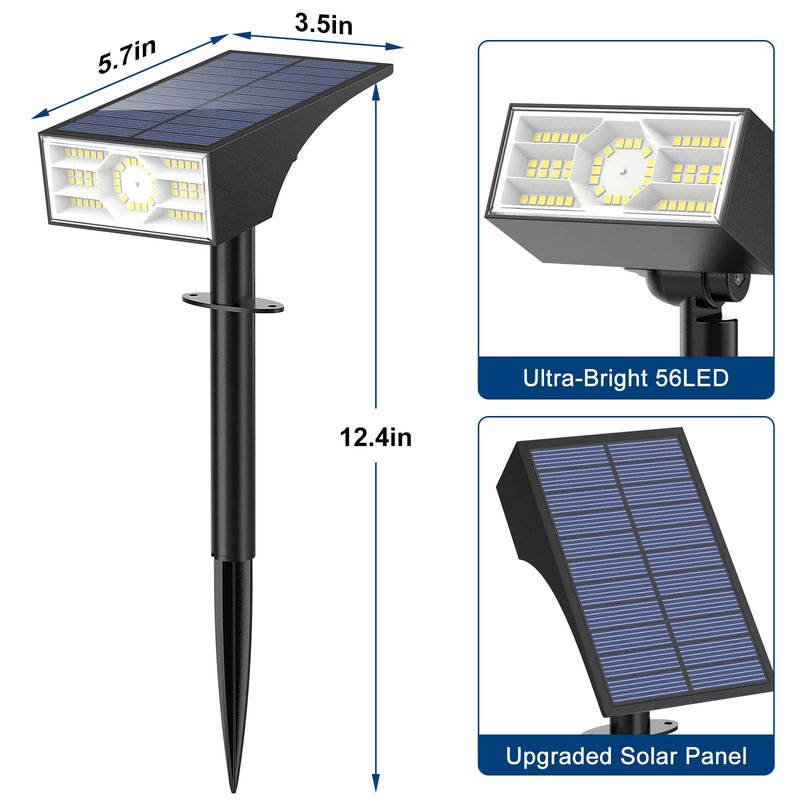 Katipeal Solar Spot Lights Outdoor,10 Pack/56 LED Outdoor Lights for Yard Waterproof IP68, 4 Lighting Modes Solar Landscape Spotlights, Auto On/Off Solar Powered Flood Lights Garden Pathway,Cool White