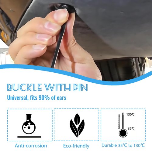 100pcs Nylon Universal Cable Tie Buckle Black Cable Zip Ties Rivet Self Locking Fastening Zip Strap Plastic Automotive Clips for Bumper, Fenders (100)