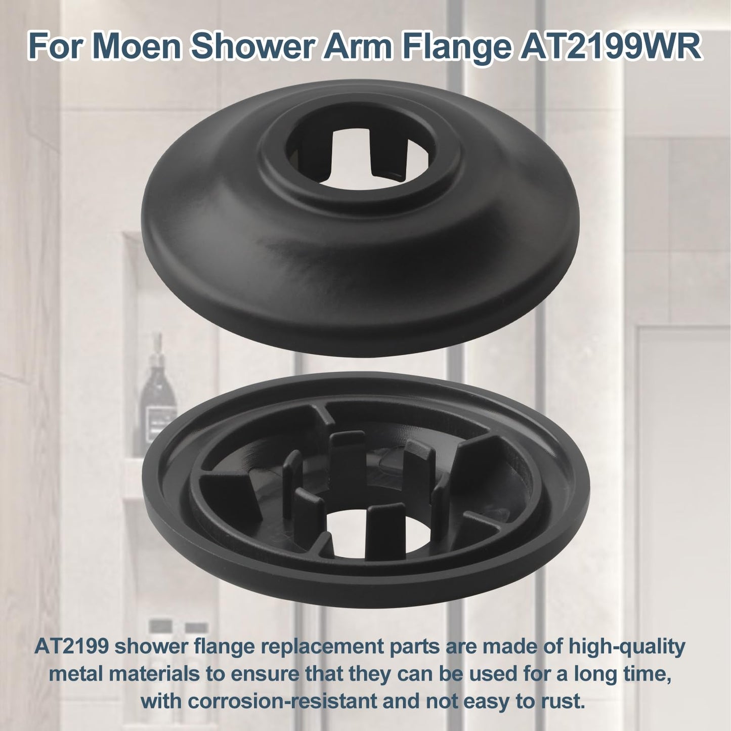 Shower Arm Flange Replacement for Moen Universal Standard Shower Arm Flange AT2199WR,Wrought Iron,Fit for Moen Shower Arm & Drain System,Round