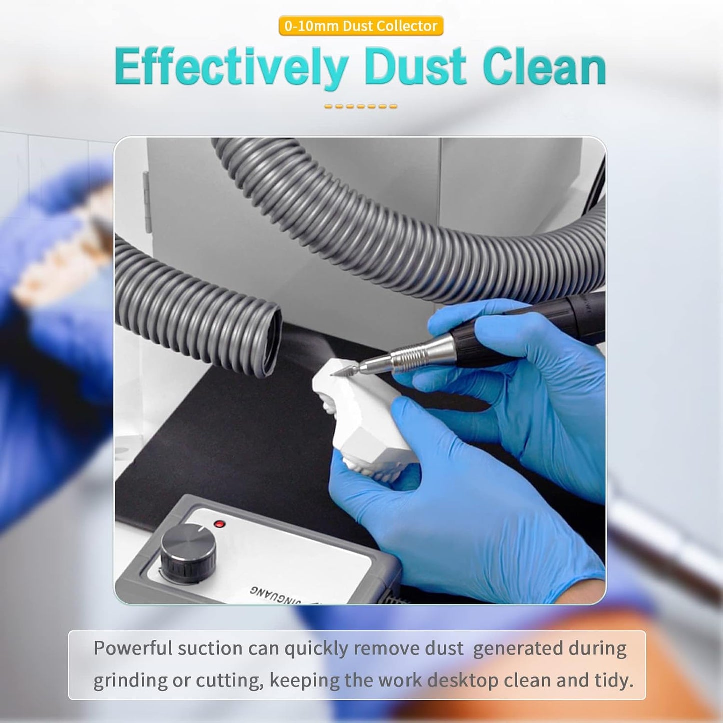 Dental Lab Grinding Vacuum Cleaner Single-Row Digital Dust Collector 110V 370W Silent Vacuum Dust Extractor for Laboratory