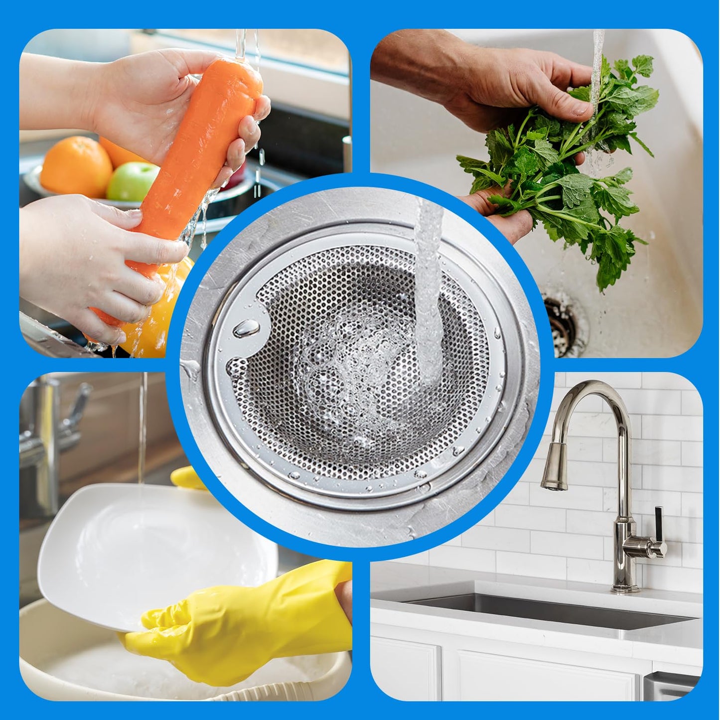 4" Stainless Steel Sink Strainer 2 Pack – Kitchen Drain Protector & Food Catcher