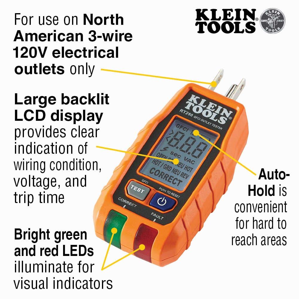 Klein Tools NCVT1PKIT Electrical Tester Kit with Non-Contact Low Voltage Test Pen, 50 to 1000V AC and GFCI Receptacle Tester, 2-Piece