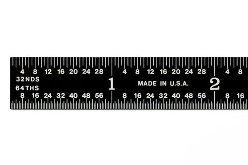 PEC Tools 301-012EZ, 12 Inch Flexible Ruler, 3R (32nds, 64ths, 10ths, 50ths),Made in US, Stainless Steel, Black Chrome