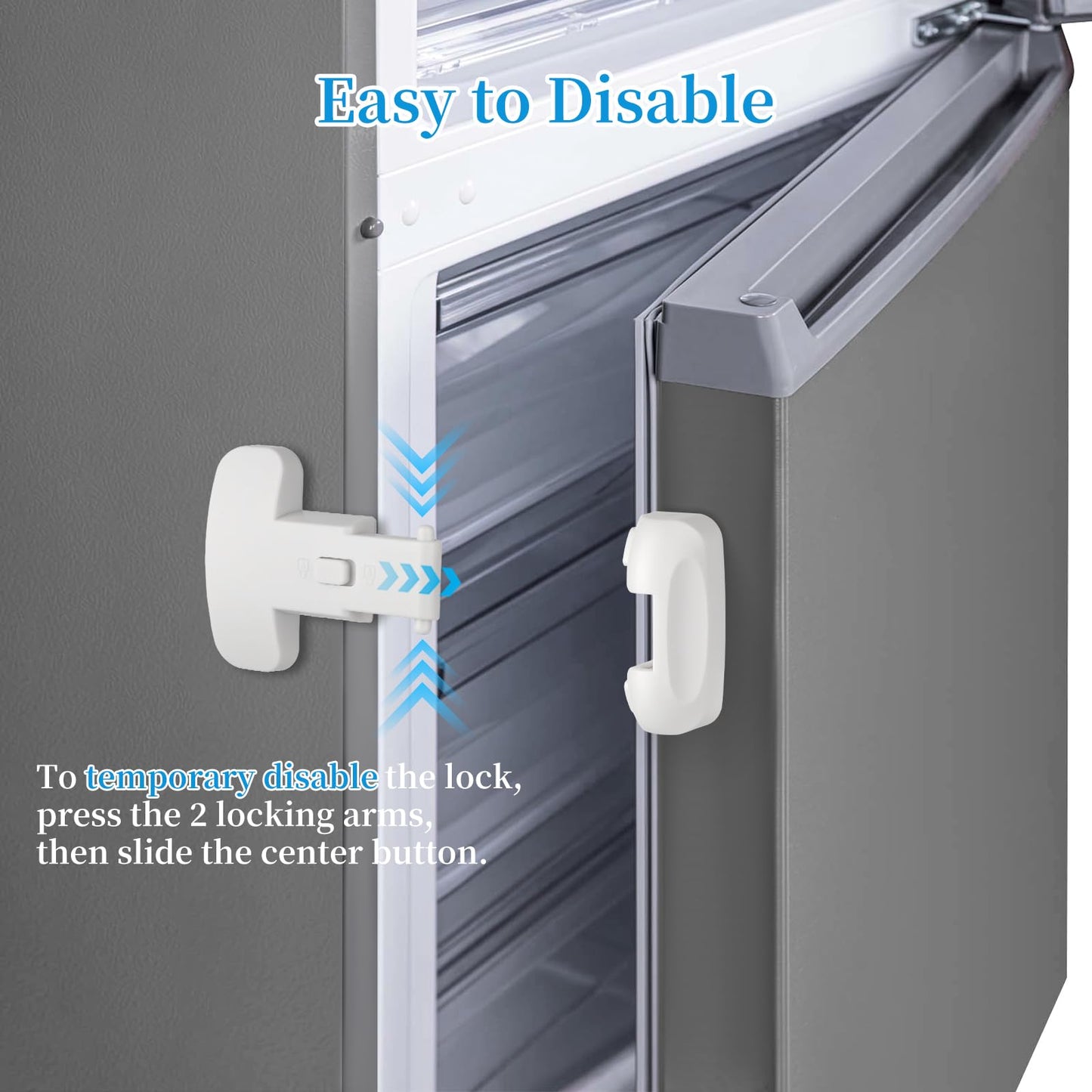 2PCS Heavy Duty Protection Fridge Lock for Refrigerator Cabinets,Drawers,Child Safety Cabinet Locks,Easy Install Without Keys,White.