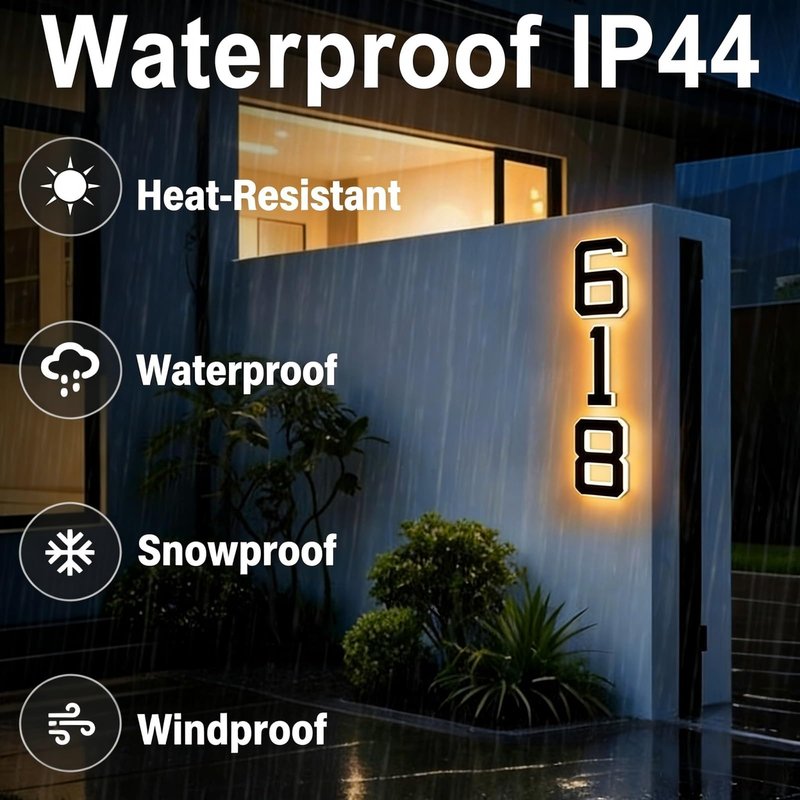 KUZEOLON 9 Inch Solar-Powered Outdoor House Number Light, No Wiring, Light Up House Numbers for Outside with Solar Panel, Waterproof LED Address Numbers for Home (1-9) (number7)