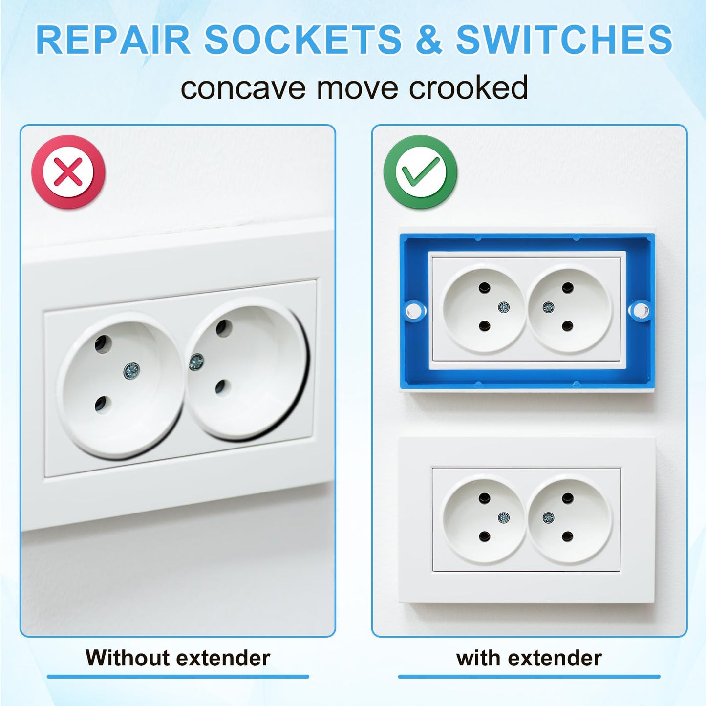 4pcs Electrical Box Extenders, 1/4" Receptacle Outlet Box Extenders Single Gang Box Extender with 8 Screws Outlet Box Extender for Electrical Box and Power Socket Switch (Thin Style)