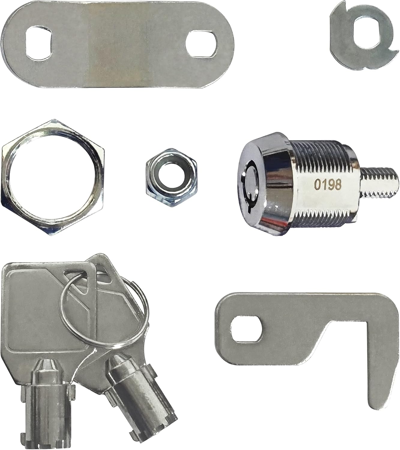 2 Pack Toolbox Lock 5/8" Tubular Cam Replacement Lock Hook Cam Keyed Alike with 4 Keys