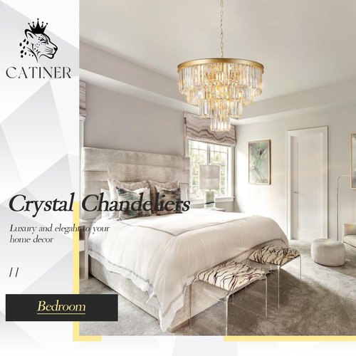Gold Crystal Chandeliers 24” Modern Large Chandeliers Luxury 4-Tier 12 Lights K9 Crystal Round Ceiling Pendant Light Fixture Contemporary for Dining Room Foyer Staircase Living Room