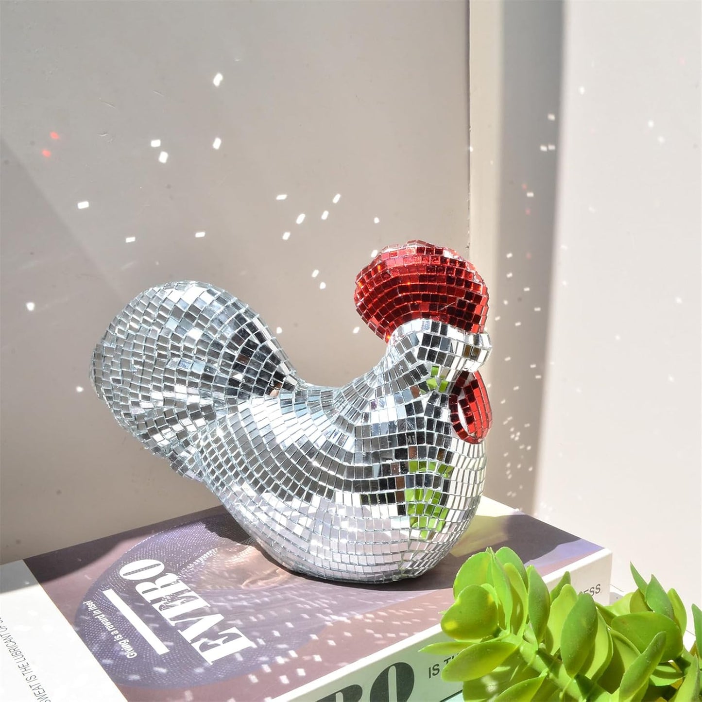 Mirror Disco Ball,Chicken Shape Disco Balls,Cool Reflective Light Mirror Balls for for DJ Club Party, Disco Dancing Party Decoration, Home Decor Chicken Sculptures and Statues