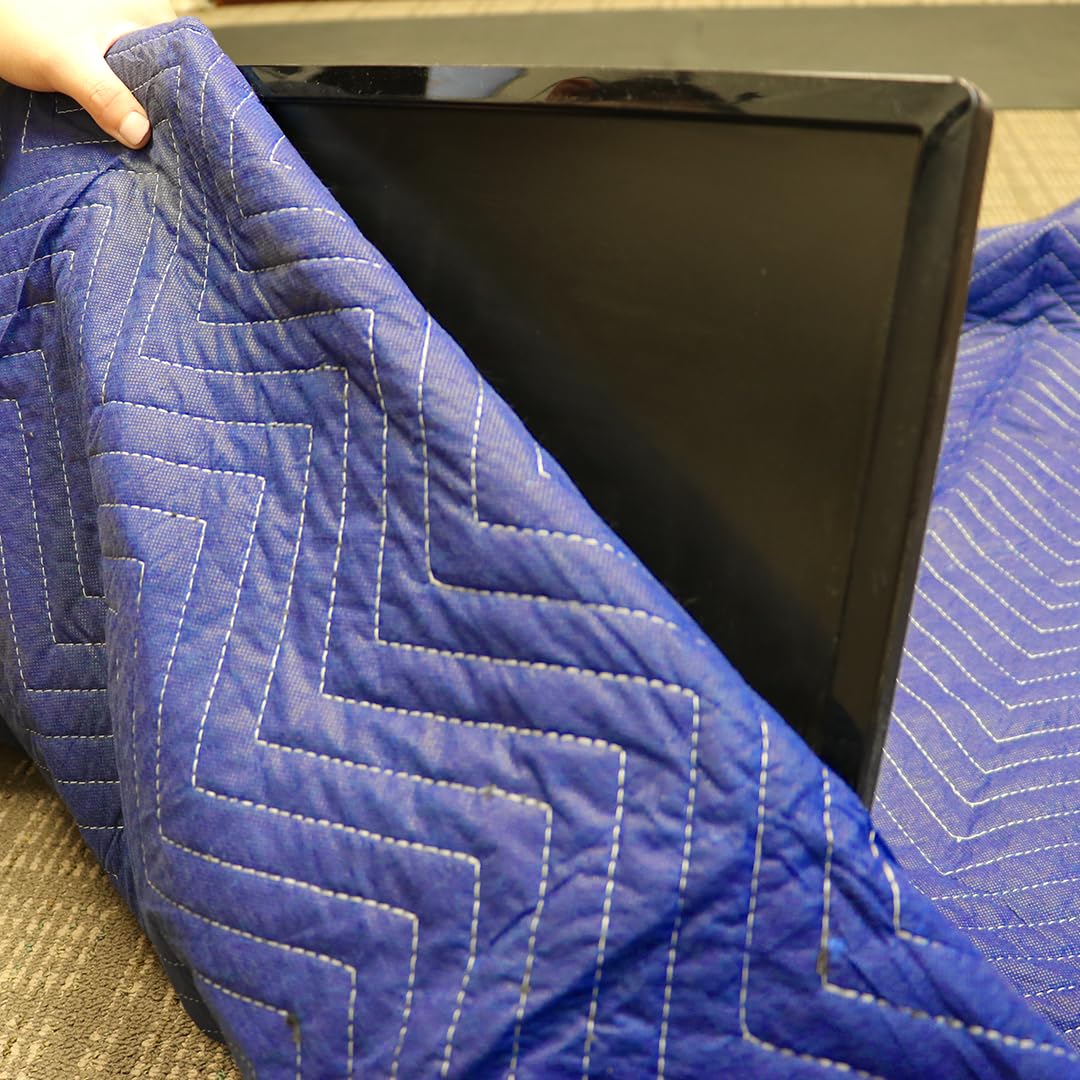 Boxer 80in x 72in (43lbs/Doz Weight) Non-Woven Universal Moving Blanket, Multipurpose, Lightweight, Blue Color, Scratch Protection