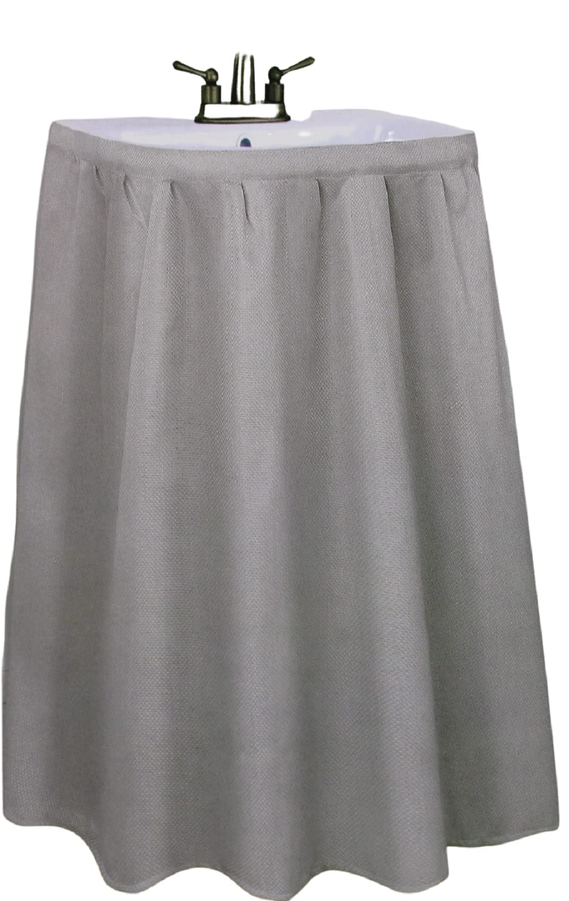 Dependable Industries inc. Essentials Fabric Sink Skirt Diamond Mosaic Stitch Platinum Silver Grey