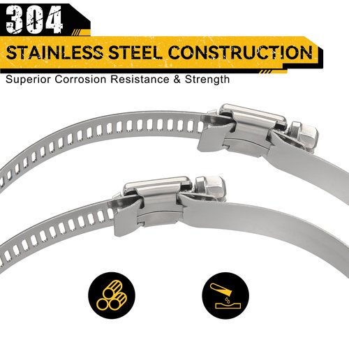 4 Pack 4 Inch Hose Clamps, 304 Stainless Steel Quick-Screw Dryer Vent Clamp, Adjustable 3.5″ to 4.5″ Worm Gear Hose Clamps for Automotive, Dust Collection