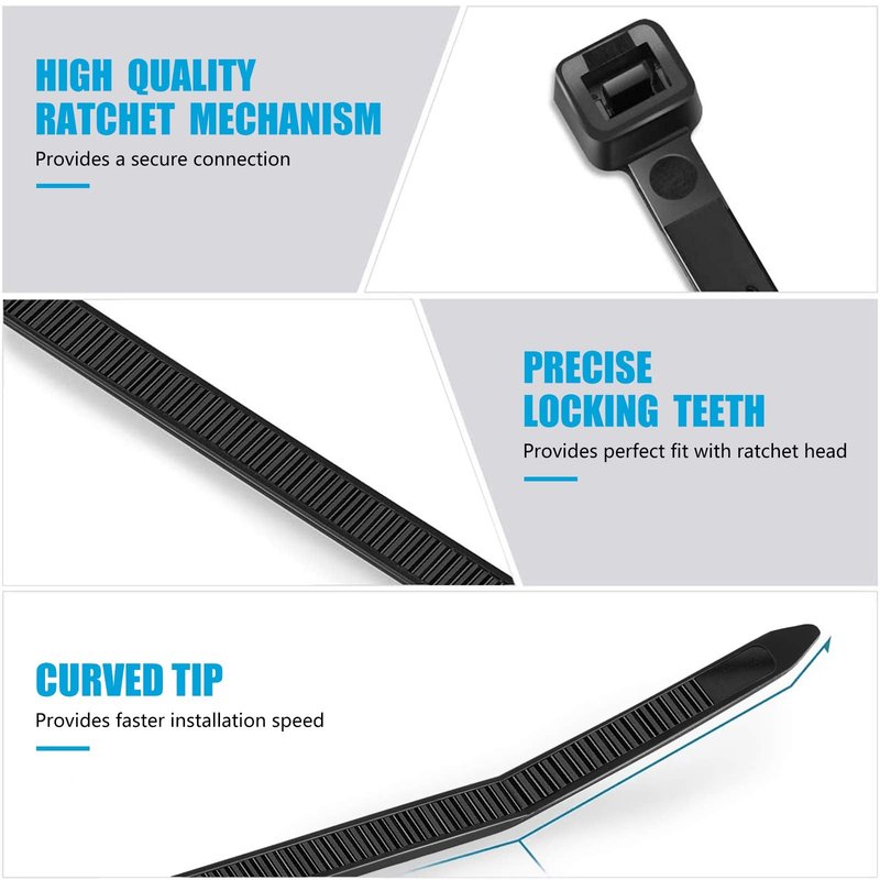 Zip Ties 12 inch (1200 Pack), Black, 50lbs Tensile Strength, UV Resistant Cable Ties for indoor and outdoor by Karoka