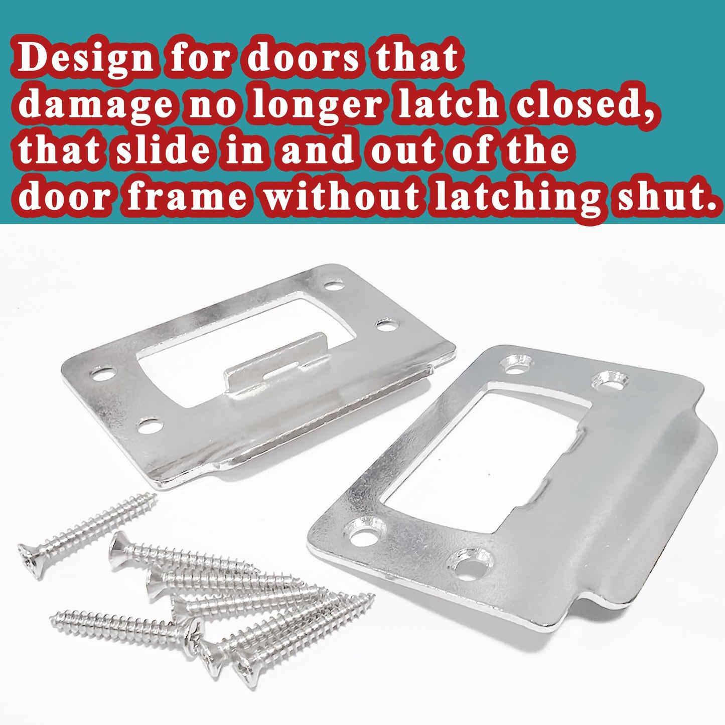 2-1/4" by 1-3/4" Door Latch Restorer Strike Plate for Doors, 2 PCS Universal Door Lock Hardware with Foul 1" Long Screws (Satin Nickel)