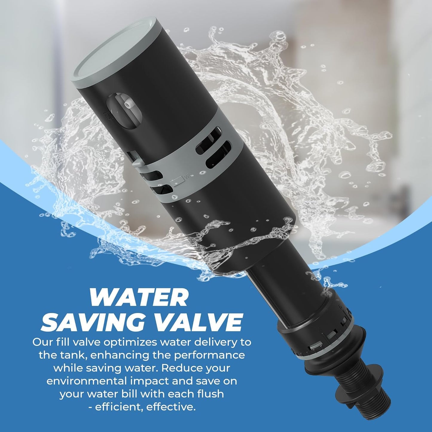 Ravine High Performance Universal Toilet Fill Valve Replacement Kit - Quiet & Fast Fill - Easy Install Toilet Fill Valve Replacement - Fill Valve for Toilet Tank - Toilet Float Replacement Kit