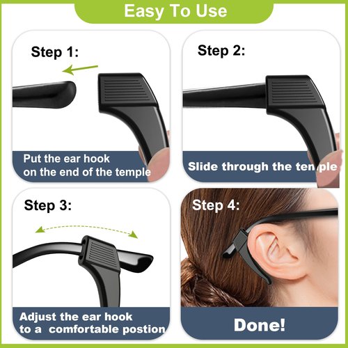 SMARTTOP 16Pairs Anti-Slip Eyeglass Ear Grips Hook, Comfortable Silicone Elastic Eyeglasses Temple Tips Sleeve Holder-For Eyeglasses Sunglasses Spectacles Glasses Reading (8 Black & 8 Clear)