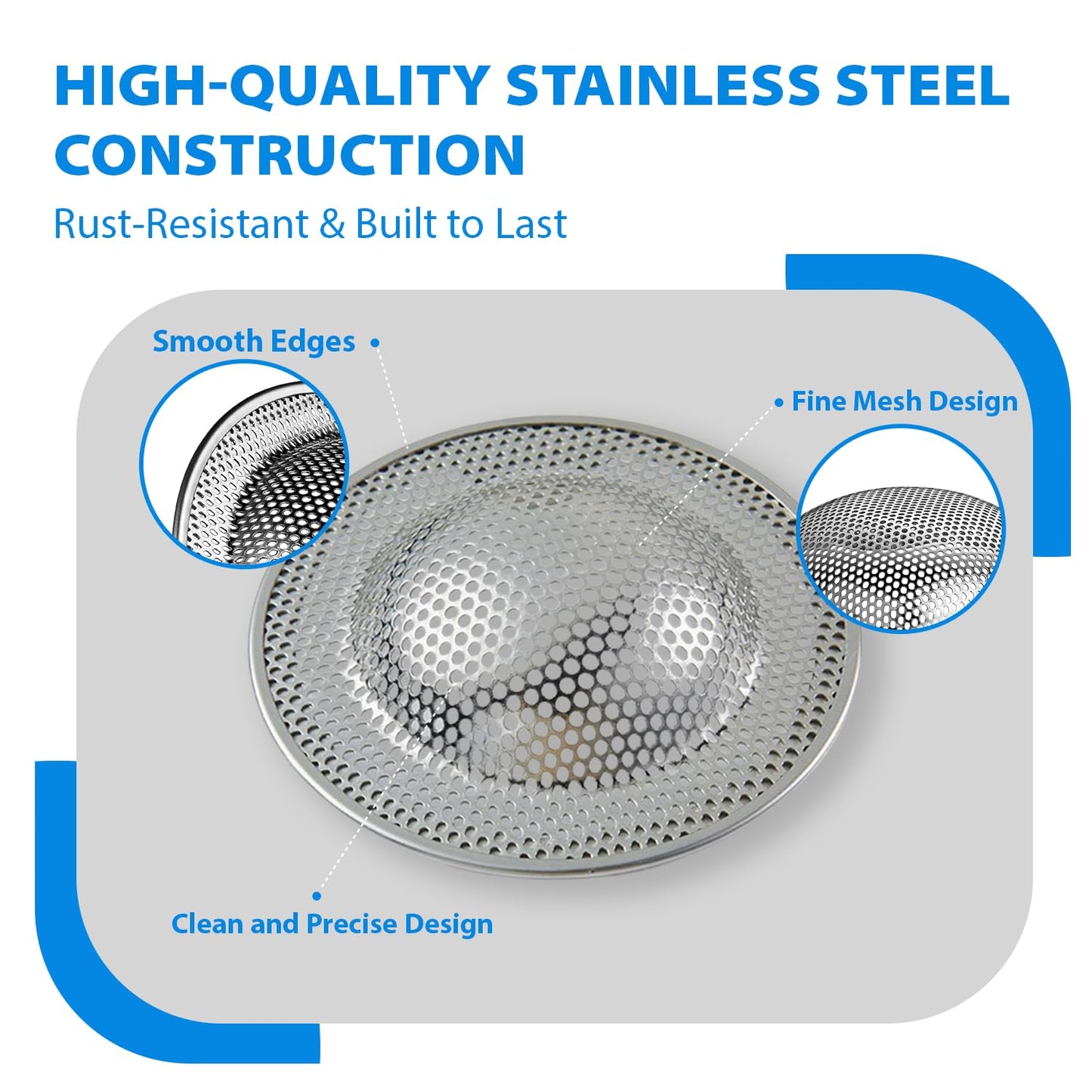 4" Stainless Steel Sink Strainer 2 Pack – Kitchen Drain Protector & Food Catcher