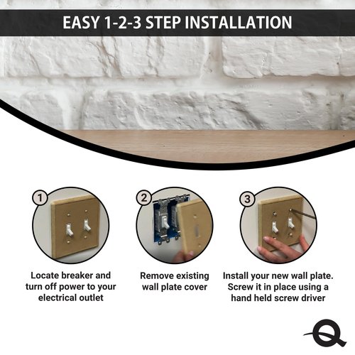 Questech Outlet Cover, Single Duplex Wall Plate 1-Gang Switch Plate Standard Size Electrical Outlet Receptacle Cover, Decorative Tumbled Texture, Travertine, 3 Pack