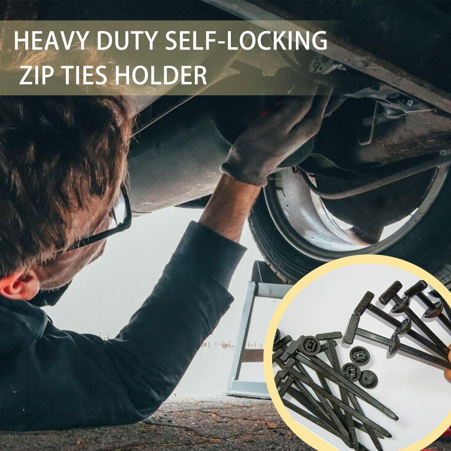 Nylon Universal Cable Tie Buckle, Locking Zip Ties Holder with Pin & Button Design, Suitable for Car Daily Auto Fixing (50PCS)
