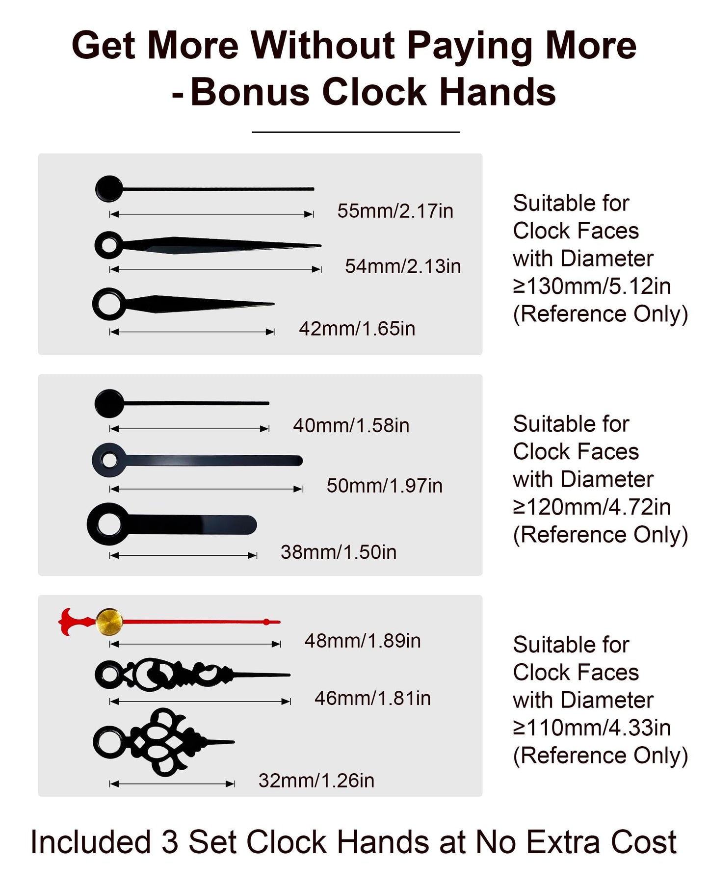 MCDFL Clock Mechanism Replacement 3 Set Quartz Movement Silent AA Battery Operated Non-Ticking Powered Wall Watch Motor DIY Time Zone Clocks Making Works Repair Parts Kit 6mm/0.24in Thread Length 227S