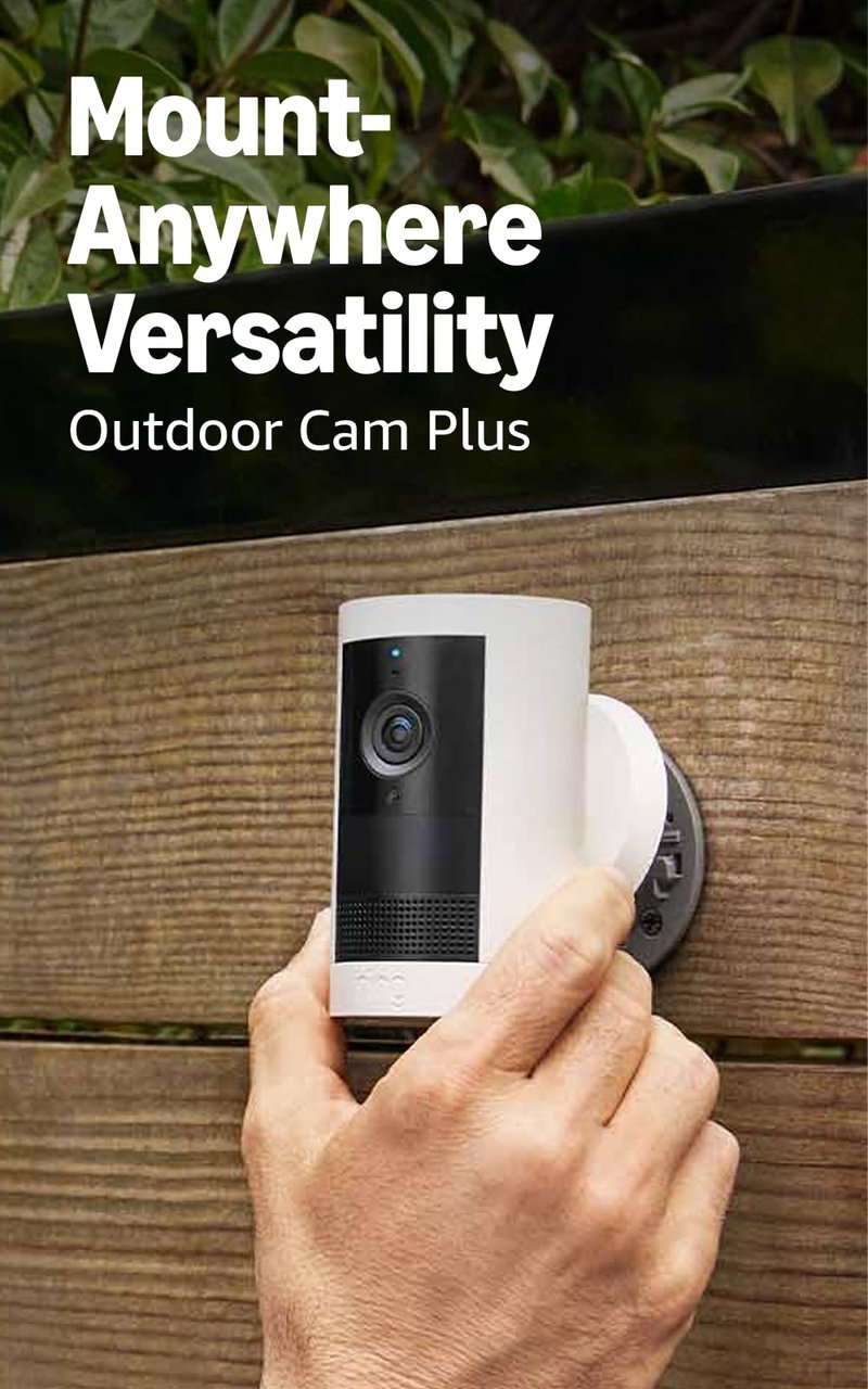 Ring Battery Doorbell (newest model), Speckled Gray with Outdoor Cam Plus, White