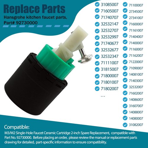 92730000 Kitchen Faucet Cartridge for hansgrohe Replacement Parts, for M3/M2 2IN Single-Hole Valve Cartridge, Kitchen Faucet Parts, for hansgrohe Kitchen Faucet Valve Core, for Hansgrohe Parts