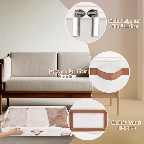3 Pack Under Bed Storage Box, 40" x 20" x 5" Foldable Underbed Storage Containers, Collapsible Closet Under the bed Storage Bags for Blankets, Towels, Comforter, Sweaters, Pillows, Linen Sheets