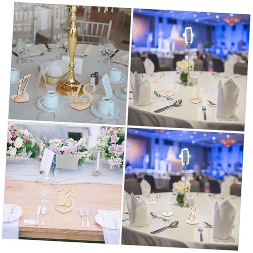 Cabilock 20Pcs Table Number Signs Heart Shaped Wedding Reception Table Numbers Seat Signs for Parties Birthdays Anniversaries and Events