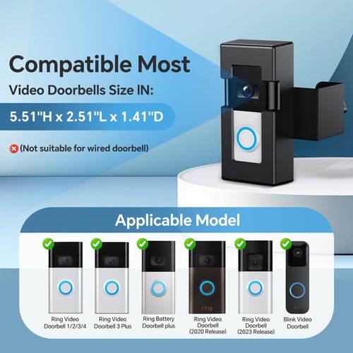 Anti-Theft Doorbell Door Mount,Not Block Doorbell Motion Sensor for Houses, Apartments, Rentals