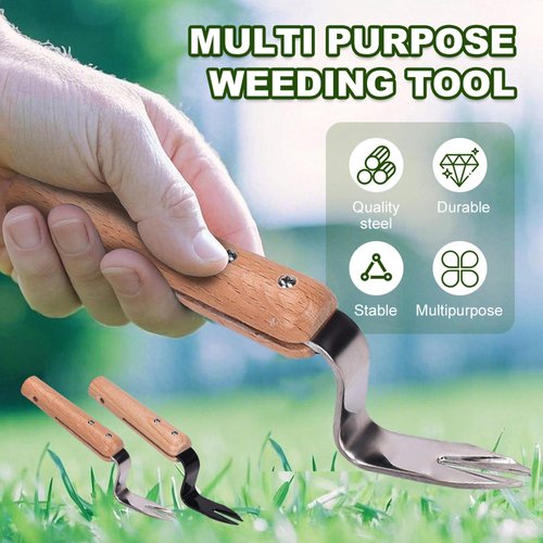 Weeding Root Lifter, Garden Hand Weeding Tool, Weeding Tool Weed Remove Tool for Lawn/Yard, Angle for Easy Weed Removal and Deeper Digging Digs deep to Roots Stainless Rust Proof Steel (Silver)
